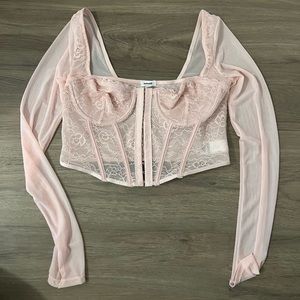 Garage long sleeve corset top